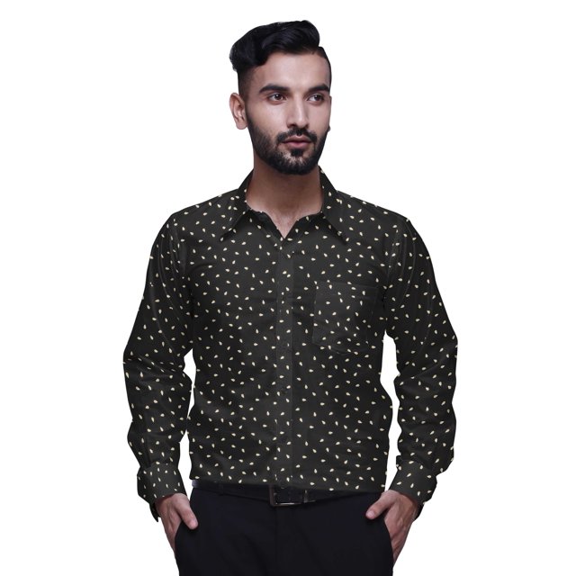 BESTMAN Chemises Habillées en Coton pour Hommes Coupe Ajustée Chemises à Manches Longues Imprimées pour Hommes