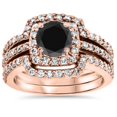 thumbnail image 1 of 1 3/4ct Black Diamond Rose Gold Cushion Halo Ring Set 14K, 1 of 3