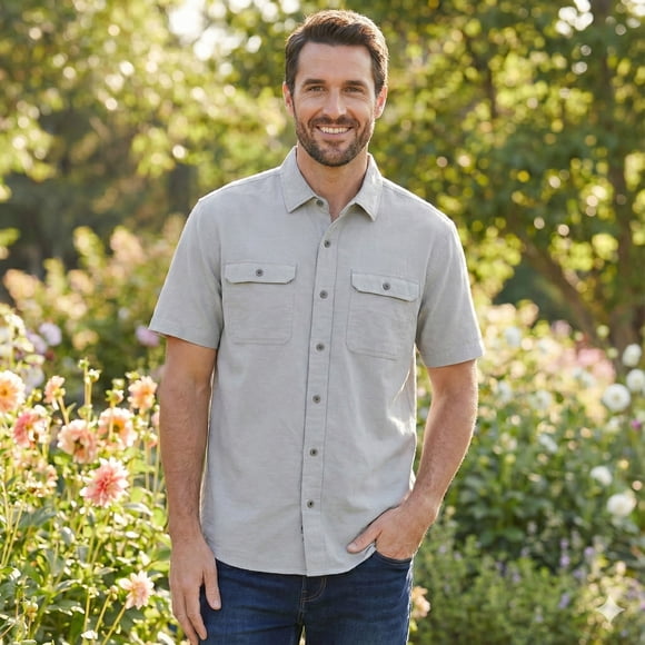 Sierra Designs Men’s Tech Shirt – Small, Grey – UPF 30, Quick-Dry, Stretch Performance Outdoor Shirt