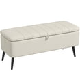 thumbnail image 1 of HOMCOM Banc Ottoman de Rangement, Repose-Pieds en Tissu de Lin Blanc Crème, 1 of 10