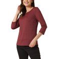 thumbnail image 4 of INSPIRE CHIC Haut à Carreaux Pied-de-Poule pour Femme Manches 3/4 Encolure Bateau Extensible Blouse de Bureau S Carreaux Rouges, 4 of 6