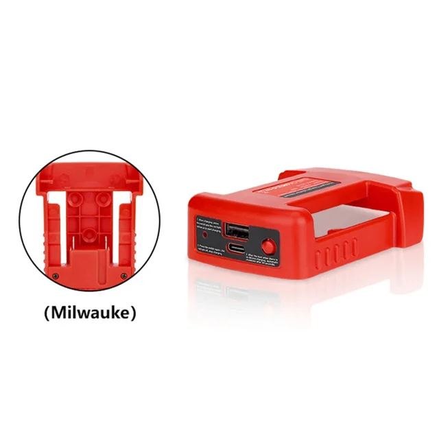 Portable Charger Adapter For Mil*wau.kee 18V Li-ion Battery with USB Type-C Battery Holder USB Charger