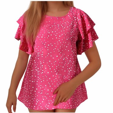 Savings Clearance! BEFOKA Womens Plus Size T-Shirt,Summer Casual Blouse Tops for Womens,Women's Oversized Slim Fashionabl Double-Layer Short Sleeved T-shirt Top