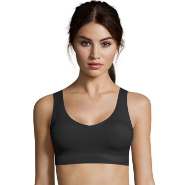 Hanes Womens Invisible Embrace Comfort Flex Fit Wirefree Bra, S, Black