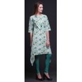 thumbnail image 2 of Bimba Kurti Asymétrique Vert Bandhani Imprimé Teinture sur Nœuds pour Femmes Robe d'Été Indienne Tunique Grand, 2 of 6