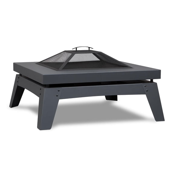 Breton 37" Square Steel Wood Burning Fire Pit in Grey