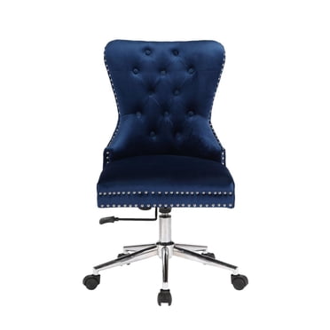 Champagne Office Chair in Blue Velvet, Executive Chair, Computer Chair, Adjustable Office Chair, Vintage Office Chair, Swivel Office Chair for Home