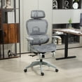 thumbnail image 2 of HOMCOM Chaise de Bureau Ergonomique en Maille, Chaise de Bureau à Dossier Haut, Gris, 2 of 10