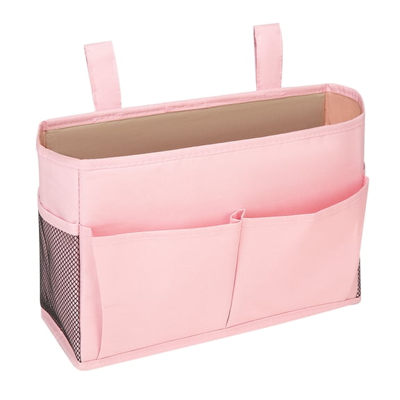 Sac de Rangement pour Organisateur de Chevet avec Grandes Poches de Capacité, Sangles de Suspension pour Téléphone Sécurisé et Essentiels, Économiseur d'Espace pour Tête de Lit Superposé de Dortoir Hzhnb / 60%Coton,40%Lin, Rose