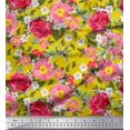 thumbnail image 1 of Soimoi Tissu en Velours Feuilles, Clématites & Roses Imprimé Floral 1 Yard 58 Pouces de Large, 1 of 3