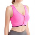 thumbnail image 2 of FYEGRE Sports Bras for Women Full Support Front Zip Closure Compression Bras Post Surgery Wireless Racerback Sport Brassiere Hot Pink M, 2 of 4