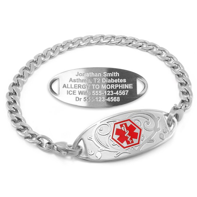 MedicEngraved Stainless Steel Custom Medical Alert Bracelet - 5mm Curb Link