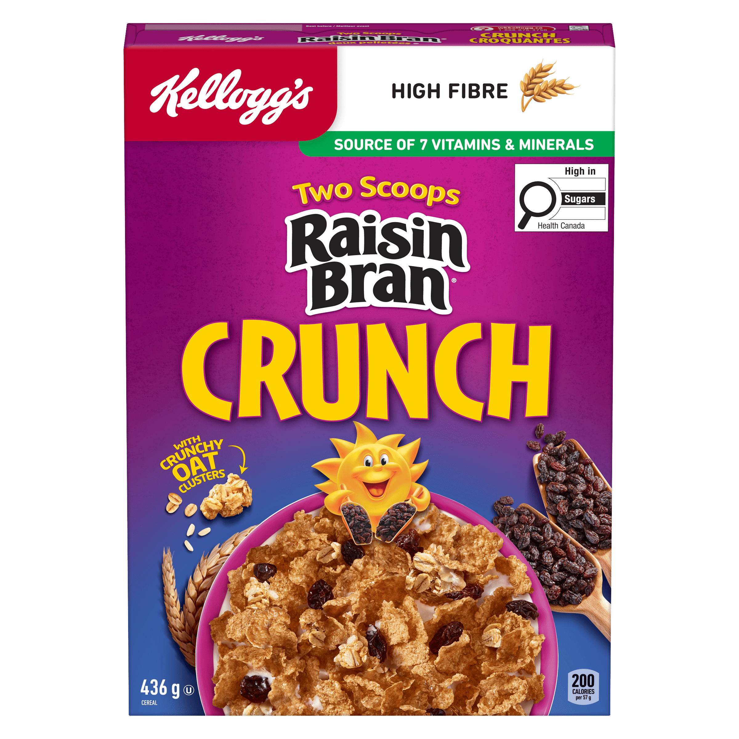Kellogg's® Two Scoops® Raisin Bran Cereal Crunch 436g- Crunchy Oat Clusters