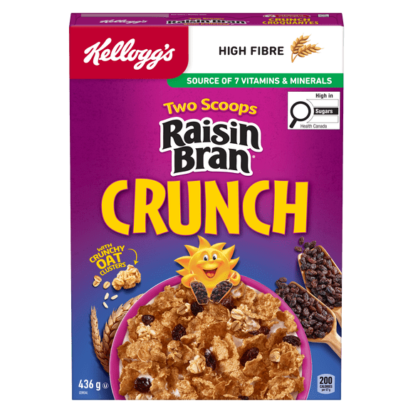 Céréales Kellogg's® Raisin Bran deux pelletées® Croquantes 436g