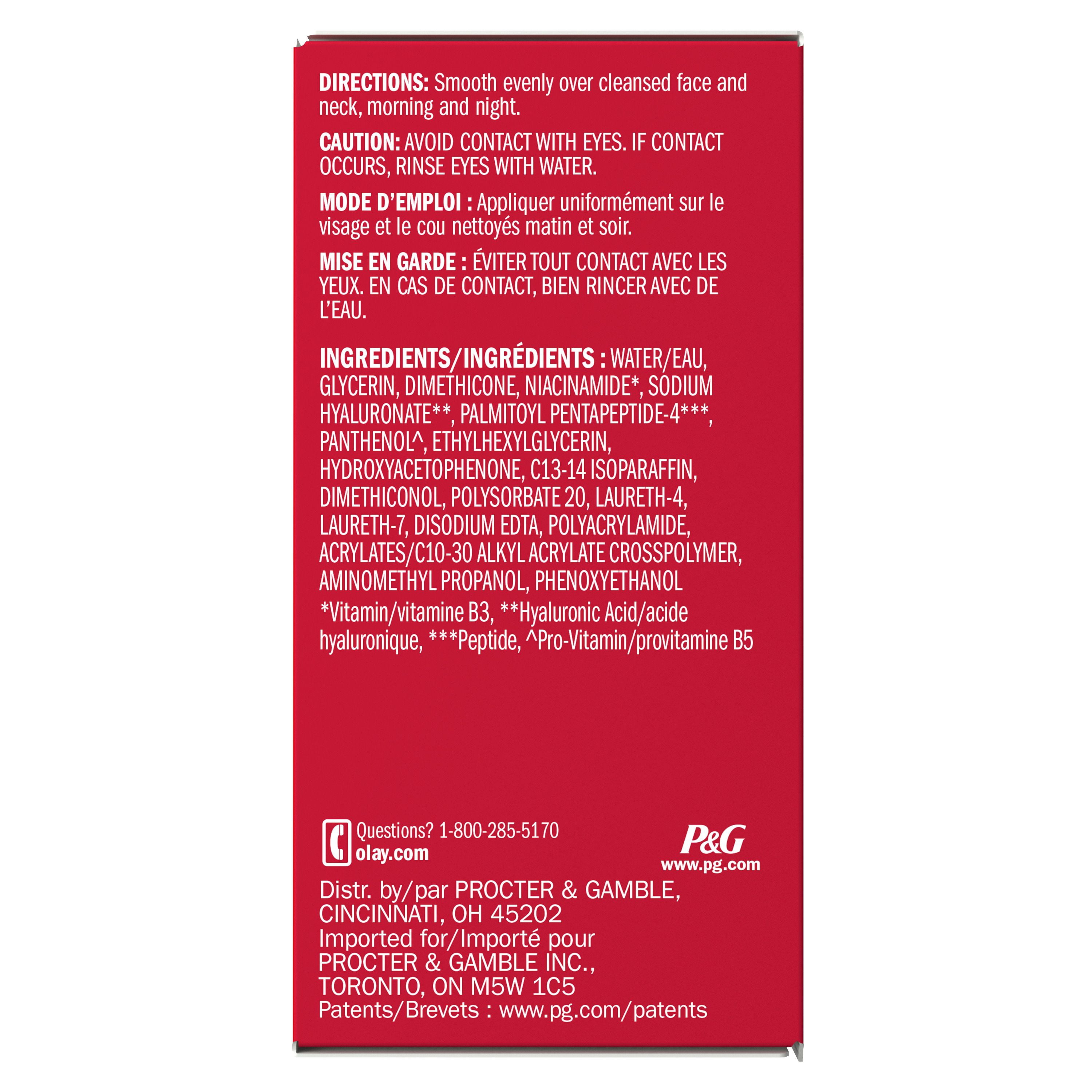 Olay Regenerist Hyaluronique + Peptide Hydratant pour le Visage, Sans Parfum, Format d'Essai