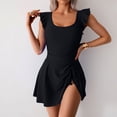 thumbnail image 2 of Amzcrzy Maillots de Bain pour Femmes Couleur Unie Col Rond Contrôle du Ventre Maillots de Bain Taille Haute une-Pièce Mode Confortable Plissé Fente Robe de Bain, 2 of 9