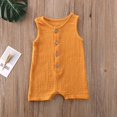 thumbnail image 5 of 2020 Summer Baby Girls Boys Sleeveless Buttons Solid Color Romper Jumpsuit, 5 of 5