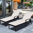 thumbnail image 2 of Gymax 2PCS Adjustable Patio Rattan Chaise Recliner Lounge Chair w/ Cushion, 2 of 9