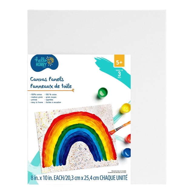 HELLO HOBBY CANVAS PANELS 3 PACK 8 in. x 10 in. EACH