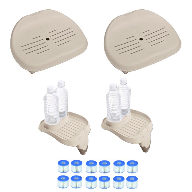 Intex Siège de Spa (2 pack) & Porte-Gobelet (2 pack) & Cartouches Filtrantes Type A (6 pack)