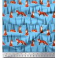 thumbnail image 1 of Soimoi Blue polyester Crepe Fabric Artistic Tree & Wolf Animal Decor Fabric Printed Yard 42 Inch Wide, 1 of 5