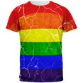 thumbnail image 1 of Distressed Gay Pride Flag All Over Mens T Shirt, 1 of 1