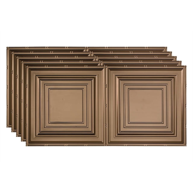 Fasade Traditional 3 Vinyl 2ft x 4ft Glue Up Ceiling Panel Argent Bronze 5 Pack