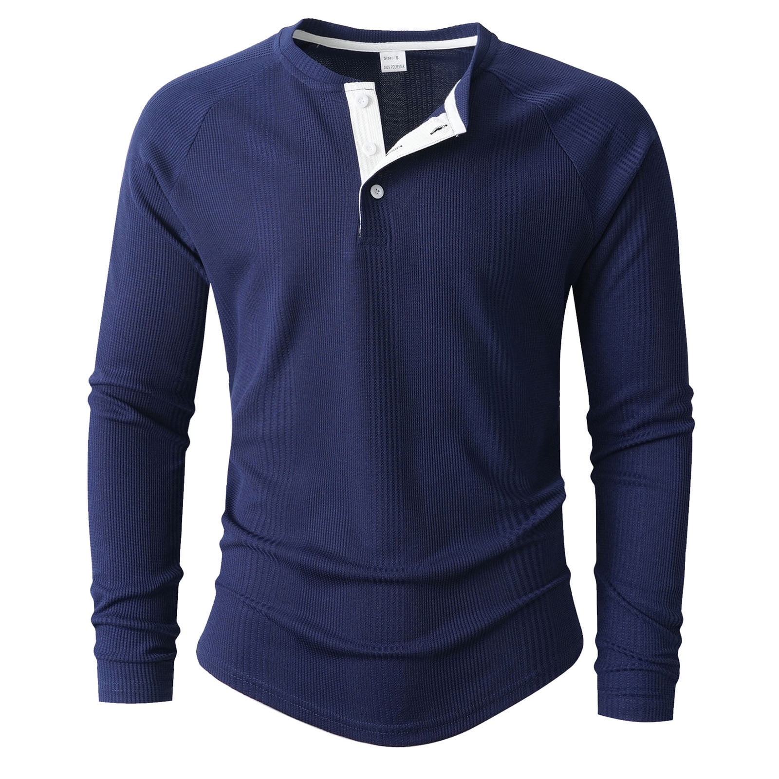 Qtocio Men's Tops,Solid Color Quarter Zip Placket Shirt Striped