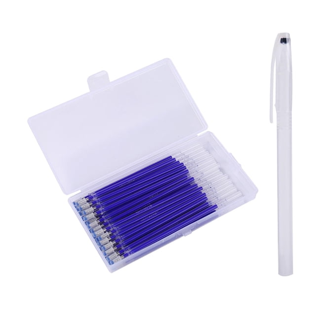 40 Pieces Fabric Marker Erasable Pen Refill Disappearing Ink Fabric Markers with Storage Box for Sewing, Quilting, Embroidery, Crafts Blue