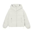 thumbnail image 4 of ManxiVoo Womens Cropped Puffer Jacket Winter Warm Quilted Coat With Removable Hood And Pockets L Size White, 4 of 4