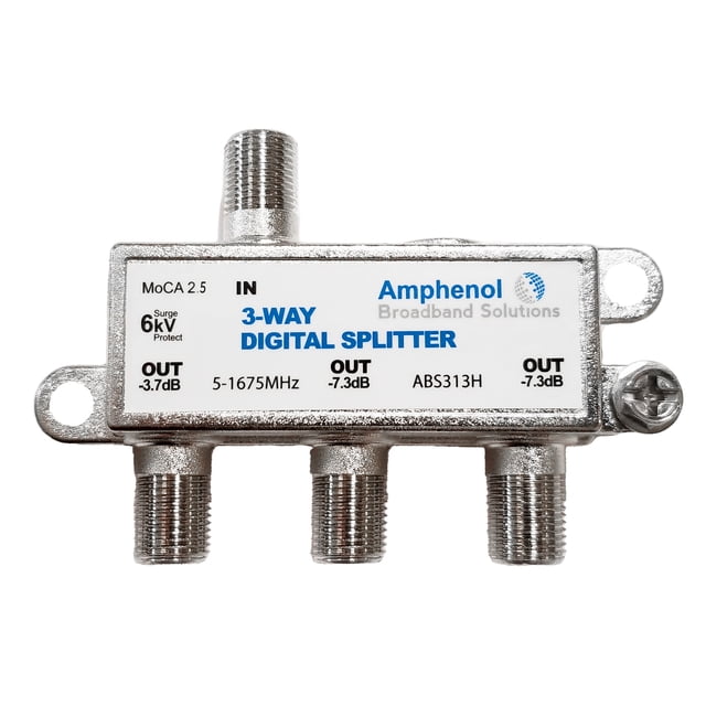 Amphenol 3-Way Digital Splitter MoCA 2.0 ABS313H F-type Connection