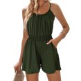thumbnail image 2 of Timegard Combinaisons Courtes pour Femmes Col Rond Taille Élastique Combinaison Courte Décontractée Confortable Tenue de Couleur Unie, 2 of 9