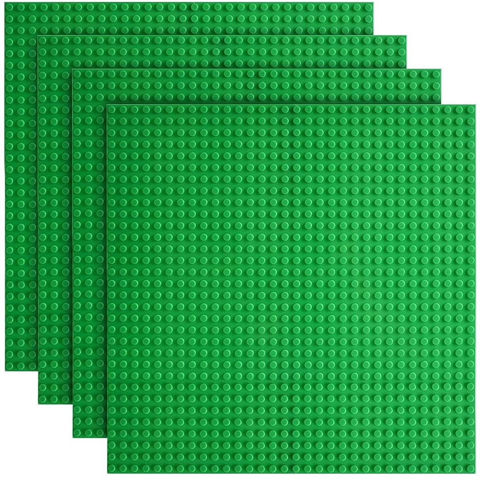 Classic Baseplates Building Base for Building Bricks 100% Compatible with Major Brands-Baseplate 10" x 10", Pack of 4, Green