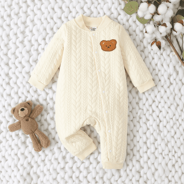 PatPat Combinaison Tricotée Brodée Style Ourson pour Bébé Fille/garçon