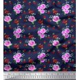 thumbnail image 1 of Soimoi Georgette Viscose Tissu Point, Feuilles & Rose Imprimé Floral 1 Yard 42 Inch Wide, 1 of 3