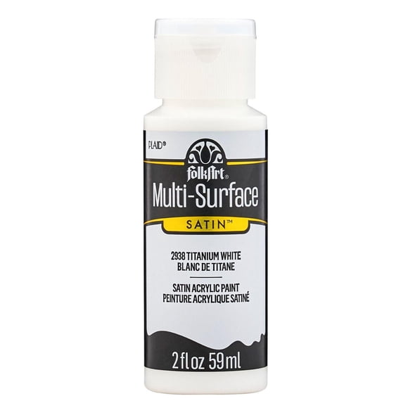 FolkArt Multi-Surface Satin Acrylic Paint, 2 fl. oz., Titanium White