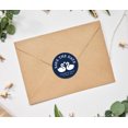 thumbnail image 2 of Darling Souvenir Round 45 Pcs Loving Swans Save The Date Stickers Personalized Bride Groom Names And Date Envelope Seals - Navy Blue, 2 of 4