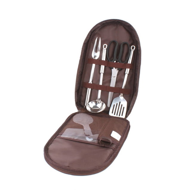 Ensemble de 8 Pcs Batterie de Cuisine de Camping Portable Randonnée Intérieur Extérieur BBQ Vaisselle VR Roulotte Équipement de Randonnée Cuisinière Cuisson Café