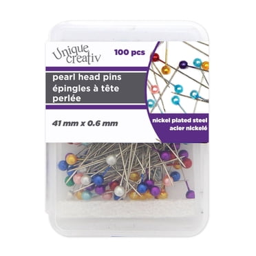UNIQUE CREATIV Extra-Long épingles à tête perlée, 41 mm (1.61 po) × 0.6 mm (0.02 po), paquet de 100 - vif Mixed couleurs