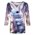thumbnail image 4 of EGNMCR Easter Chemises Imprimées pour Femmes T-Shirts Graphiques pour Femmes T-Shirts Décontractés Mode T-shirt Imprimé Manches 3/4 Col Rond Chandail Froncé Blouse Hauts T-Shirts pour Femmes, 4 of 5