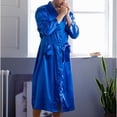 thumbnail image 5 of Men Solid Casual Long Sleeves Lace-up Home Pocket Long Pajama Robe, 5 of 5