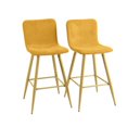 thumbnail image 1 of Homylin Modern Counter Height Bar Stools Set of 2, 30" Upholstered Bar Chairs Dining Stool with Backs, Golden Legs and Footrest for Home Bar Kitchen Island, 1 of 9