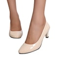 thumbnail image 1 of Dakaela Escarpins pour Femmes à Talon Bloc Bas et Épais, Bout Rond, Plateforme, Chaussures de Bureau/travail/robe, Beige 6,5, 1 of 6
