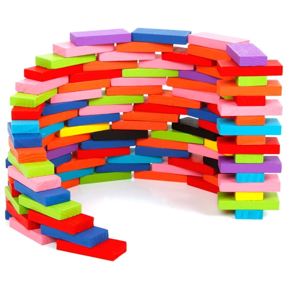Jouet Domino en Blocs de Construction Finement Poli, Jeu Éducatif Précoce pour Enfants 120 Pcs Domino