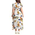 thumbnail image 2 of EIMELI Flower Print V-Neck Short/ Half Sleeve Bohemian Dress One-Piece, 2 of 5