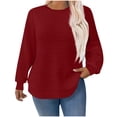 thumbnail image 2 of Yuyuzo Chandails en Molleton Grande Taille pour Femmes Col Rond Texturé Chandail-Over Manches Longues Décontracté Automne, 2 of 6