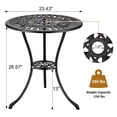 thumbnail image 3 of Yiwa 60cm Round Garden Side Table, Cast Aluminum Outdoor Coffee Table with Vintage Floral Pattern, All-Weather Small Patio Bistro Dining Table for Balcony, Poolside, and Backyard, 3 of 9