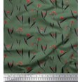 thumbnail image 1 of Soimoi Green polyester Crepe Fabric Red Berries & Leaves Print Sewing Fabric Yard 42 Inch Wide, 1 of 3