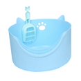 thumbnail image 2 of Open Top Cat Litter Box Litter Pans Cage Large Pan Portable Durable Potty Toilet Blue, 2 of 9