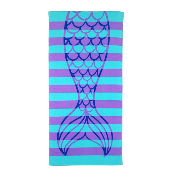 Mainstays Kids Beach Towel, Mermaid Stripe, 1 Piece, 60" x 30"